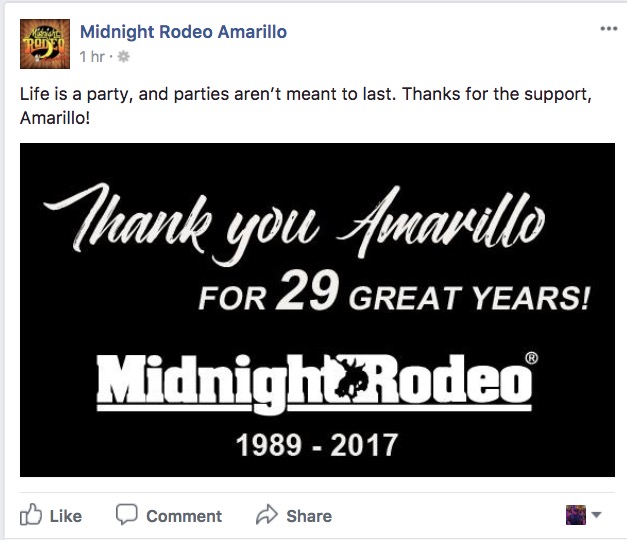 PARTY OVER Midnight Rodeo Amarillo Suddenly Shutters After 3 Decades