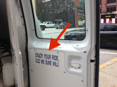 Baltimore police van sign Enjoy your ride, cuz we sure will 2