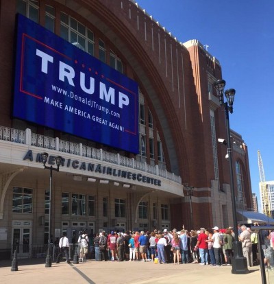 Dallas Trump Rally dallas American Airlines line outside