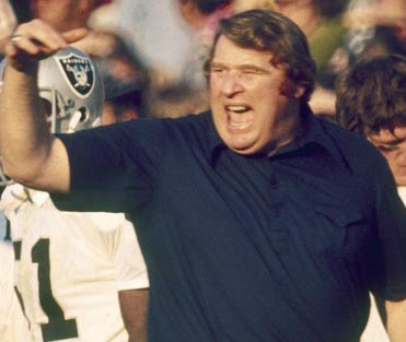 Raiders' John Madden seems pretty happy as Oakland came away with a win 32-14 at the Super Bowl XI game of the Oakland Raiders vs the Minnesota Vikings played at the Rose Bowl in Pasadena, California on  January 9, 1977.   Super Bowl XI - Oakland Raiders vs Minnesota Vikings - January 9, 1977 (AP Photo/NFL Photos)