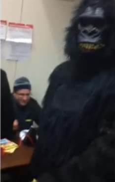 Screen Shot 2012 11 06 at 11.18.11 AM VIDEO: MAN ALLOWED To VOTE in Gorilla Costume