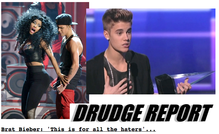 Screen Shot 2012 11 19 at 3.44.38 PM Justin Bieber Makes DrudgeReport For Being a BRAT