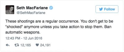 Seth MacFarlane gun control tweet
