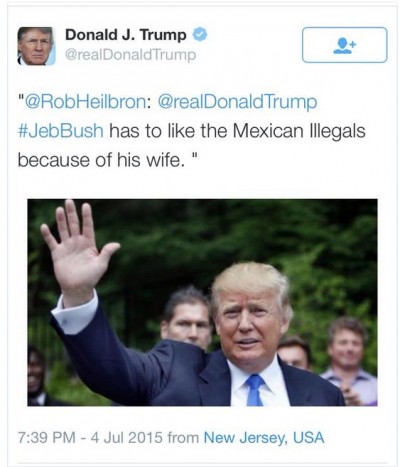 donald trump tweet jeb bush wife mexican