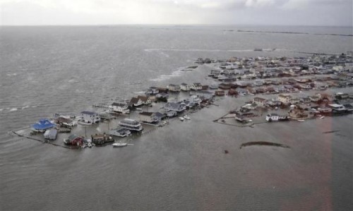 U.S. Coast Guard handout photo of homes flooded after Hurricane Sandy made landfall on the southern New Jersey coastline