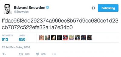 edward snowden code tweet