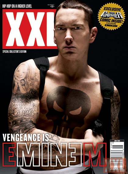 In the issue Marshall Mathers gives hip-hop artists, Lil Wayne and T.I, 