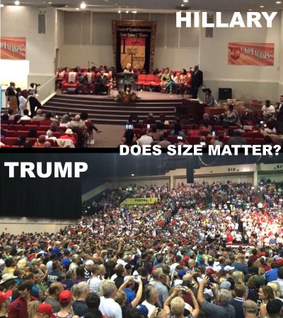 hillary vs trump draw crowd