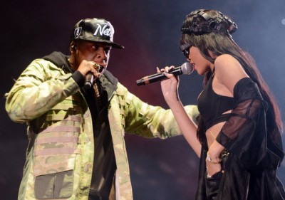Rihanna and Jay-Z performing together