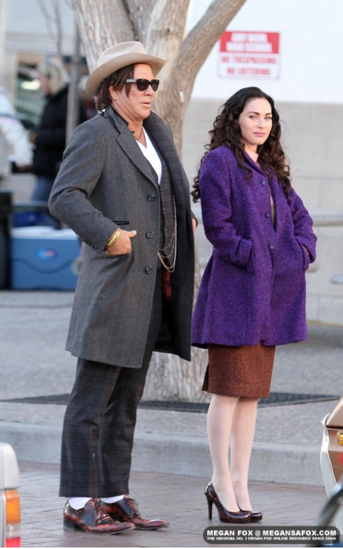 Mickey Rourke, Megan Fox megan fox Mickey Rourke 490x784 Megan Fox Pictures From Movie Set Passion Play