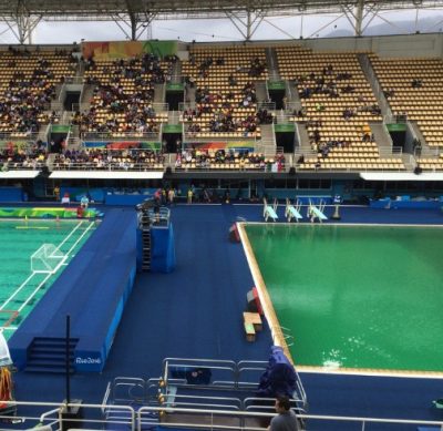 olympics pools green algae