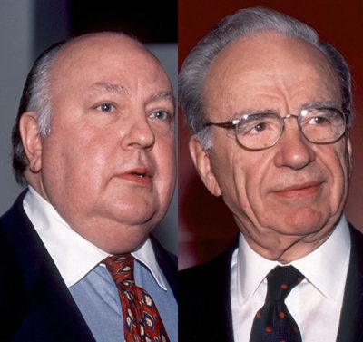 Rupert Murdoch names Roger Ailes as the head of Fox News, New York, New York, January 30, 1996. (Photo by Allan Tannenbaum/Getty Images)