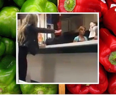 woman meltdown green red peppers 9