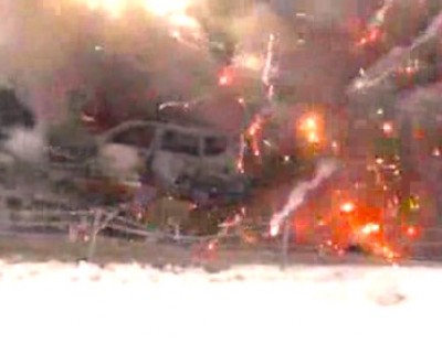 90 CAR PILEUP Included Exploding FIREWORKS Truck 5 7