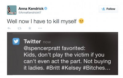 Anna Kendrick  tweet spencer pratt