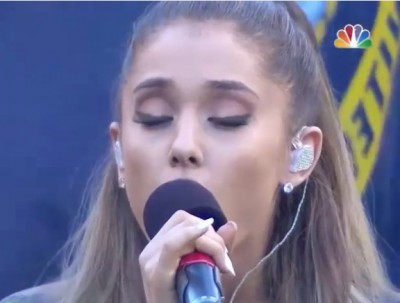 Ariana Grande performing the National Anthem at the Seattle Seahawks game 2