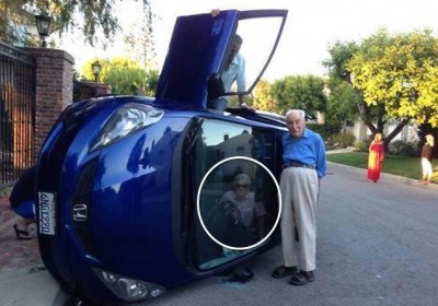 Elderly Couple Flips Car snaps selfie