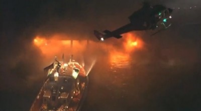 INSANE Dock Fire Destroying PORT OF LOS ANGELES