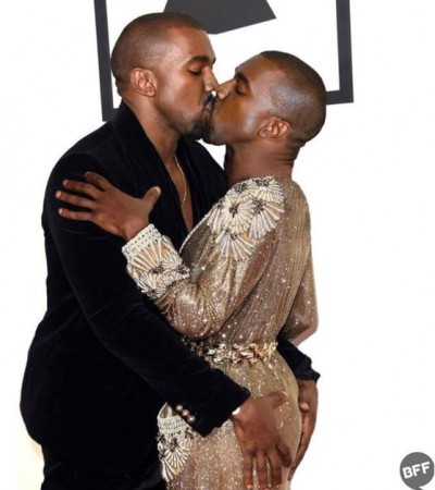 Kanye West kissing himself