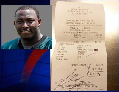 LeSean McCoy 20 cent tip