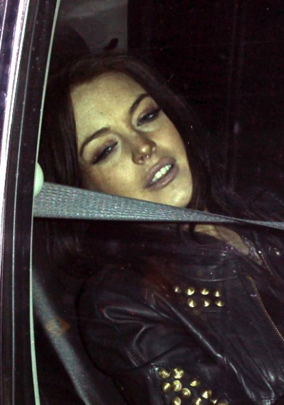 Lindsay Lohan leaves Chateau Marmont in West Hollywood, California.