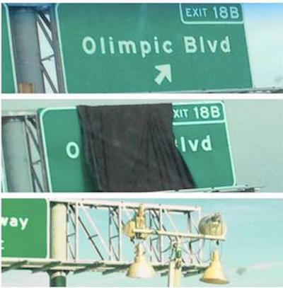 Los Angeles CALTRANS MISSPELLS Olimpic Freeway Sign
