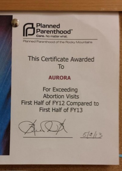 Planned Parenthood abortion award