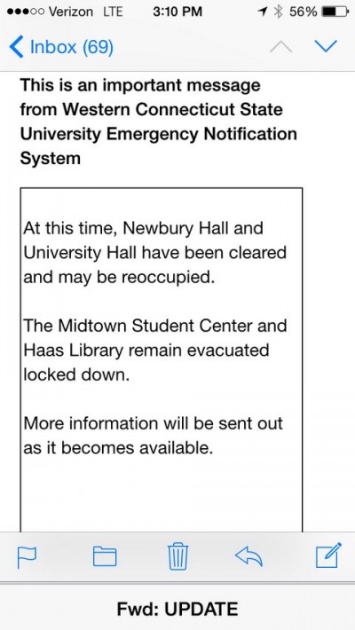 Western Connecticut State University On LOCKDOWN text