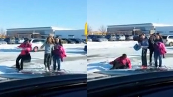 kids falling on ice