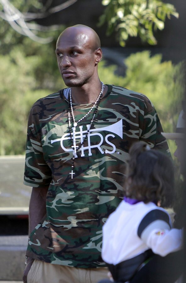 Lamar Odom is seen at a children's Halloween party in Studio City