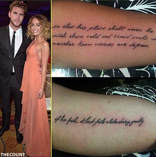 Miley Cyrus Liam Hemsworth Matching Tattoos